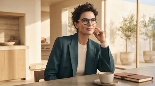 Contemporary eyewear styled in an optical studio